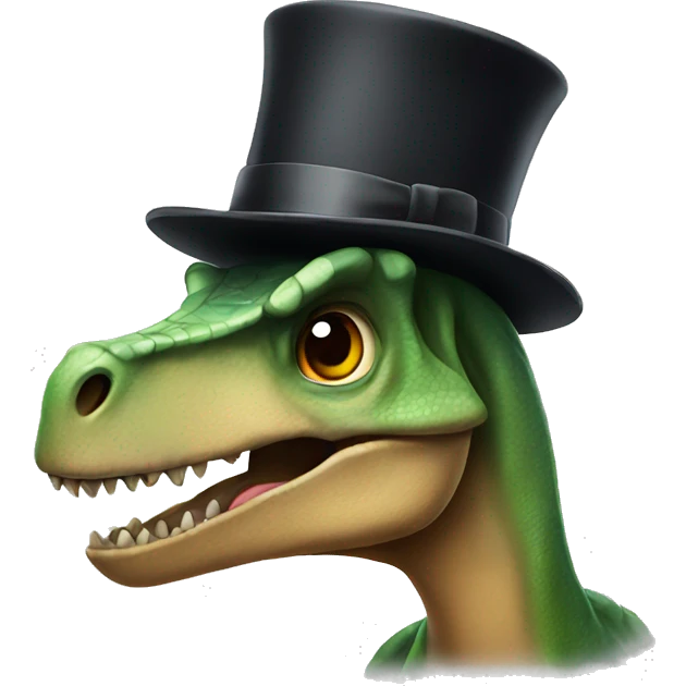 Dinosaur wearing a top hat emoji