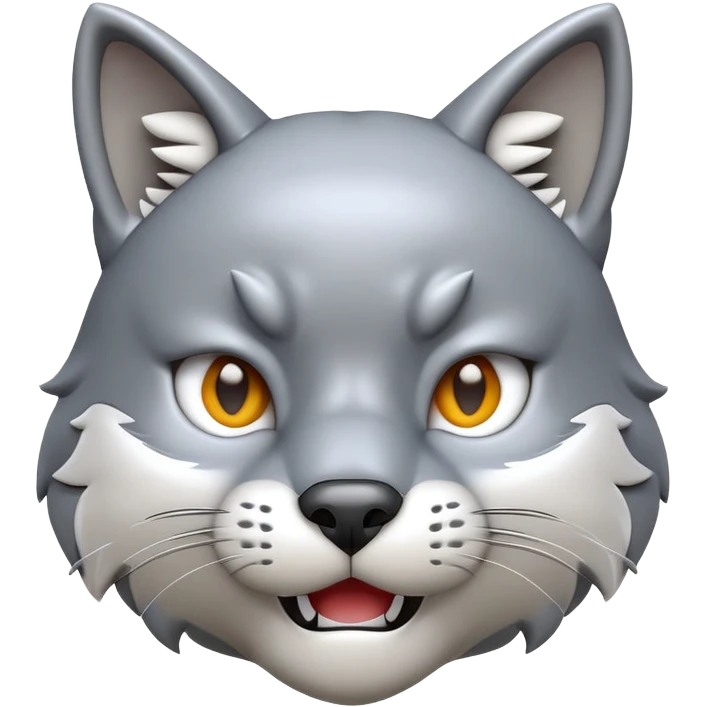 3D-style gray wolf or cat-like character emoji, big brain (4head meme) expression, clean and glossy, inspired by TenSquared logo emoji