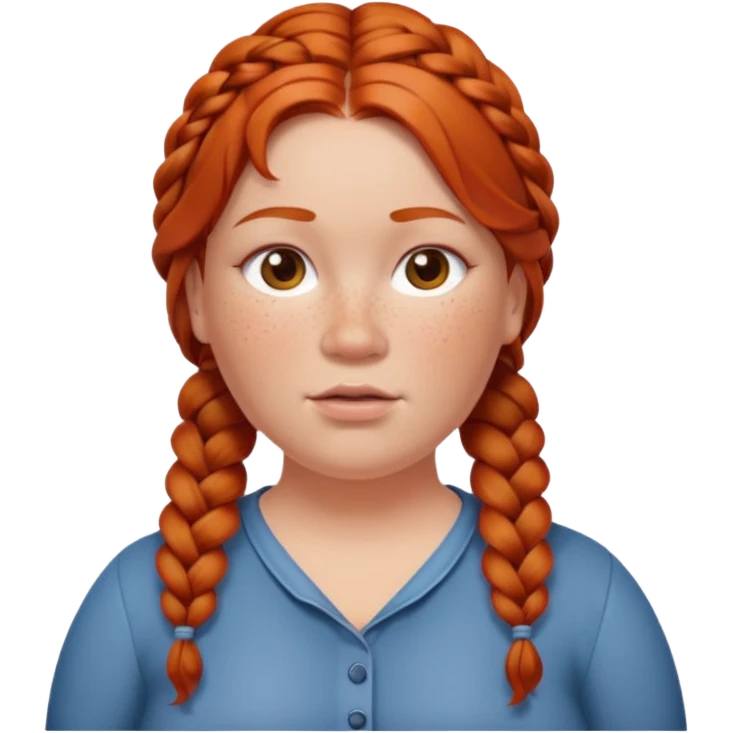 fat redhead woman with braided hair emoji
