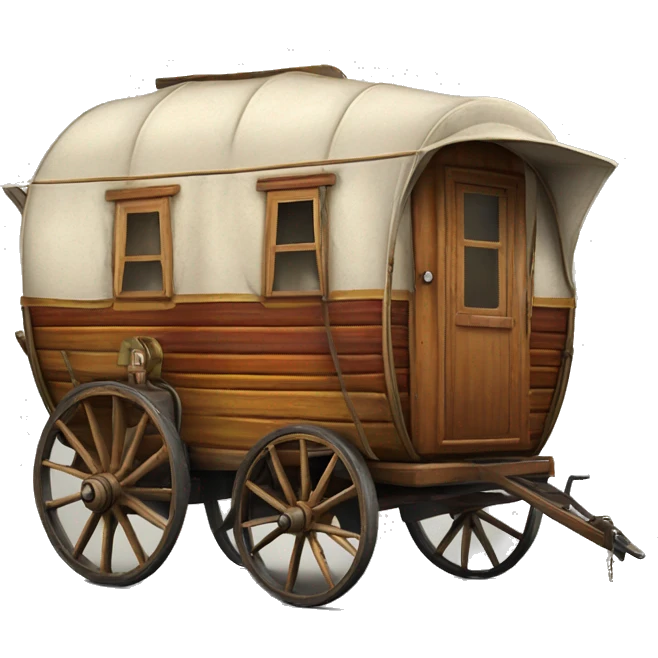 Realistic vintage round gypsy caravan wagon camper emoji