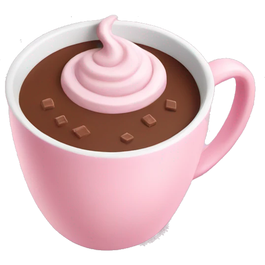 Aesthetic hot chocolate in light pink cup emoji