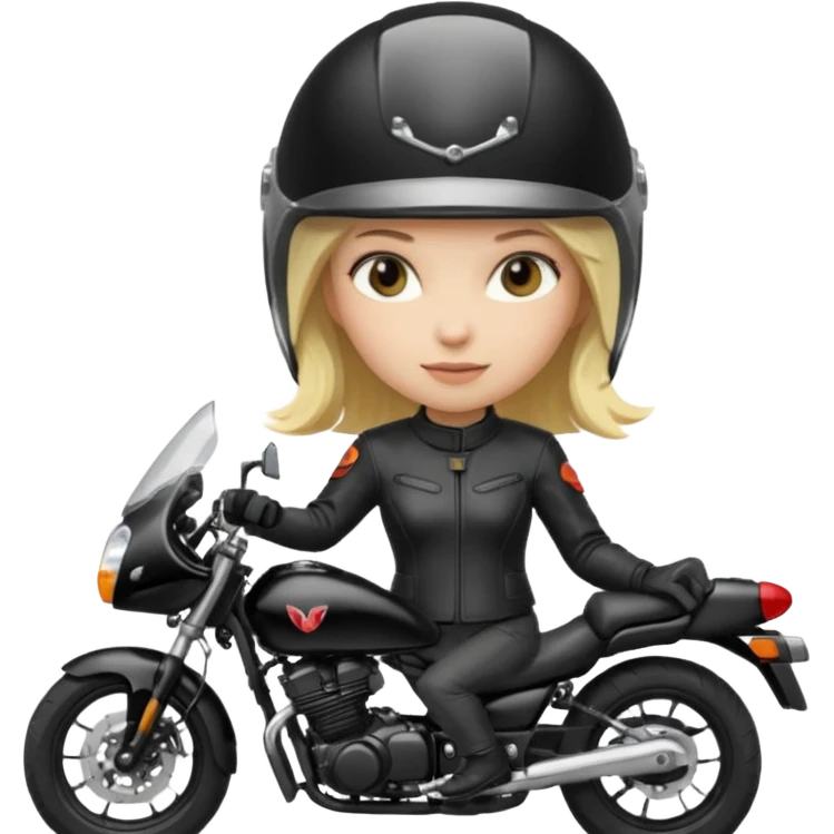 moça loira de capacete em uma moto honda preta emoji