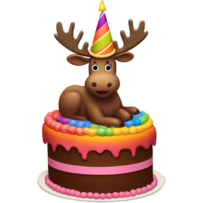 A moose sitting on a cake emoji