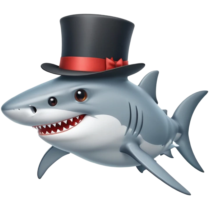 Shark with a top hat emoji