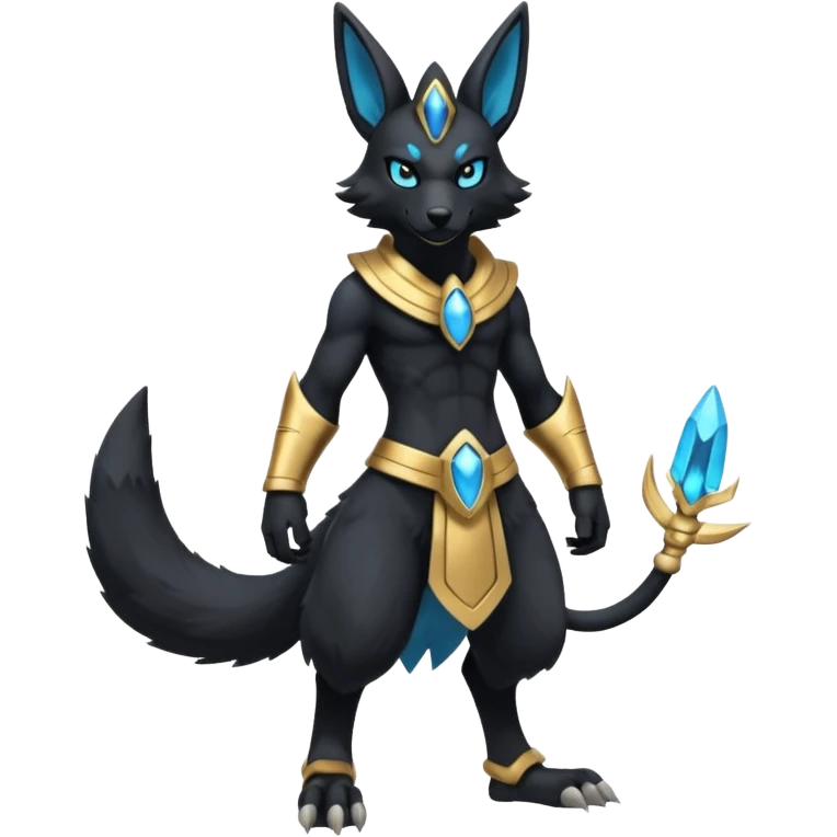 Black Furry Fluffy Modern Futuristic Lucario-Anubis-fusion full body emoji