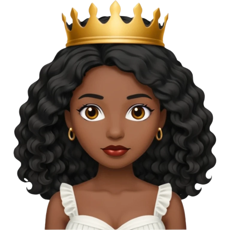 Angel wing white dress black queen black wavy hair  emoji