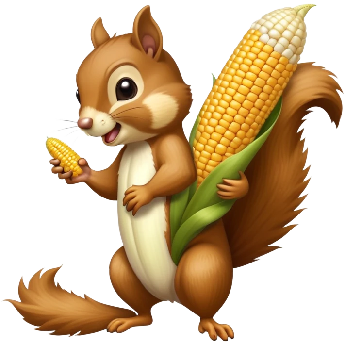 Corn cob from an orchid plant being eaten by a squirrrel emoji