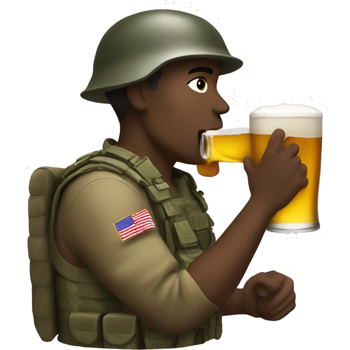 Soldier drinking a beer emoji