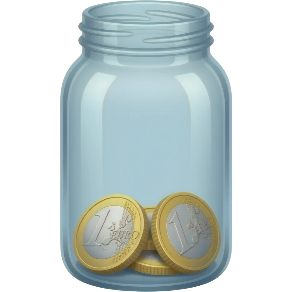 generate a tall glass jar with a few euro coins inside emoji