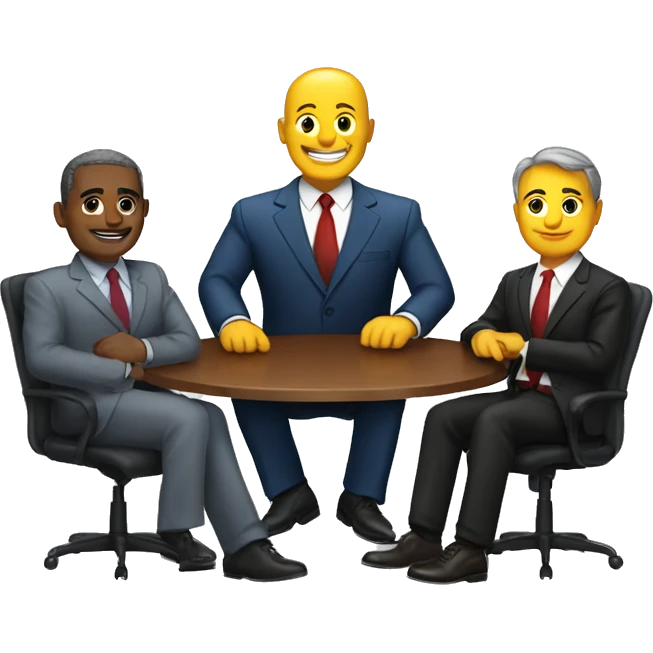 executives dressed with suites from a company in a reunion around a circular table emoji