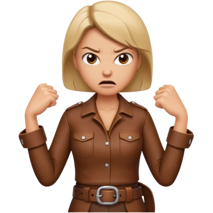 mom with a belt in her hands and an angry expression on her facd emoji