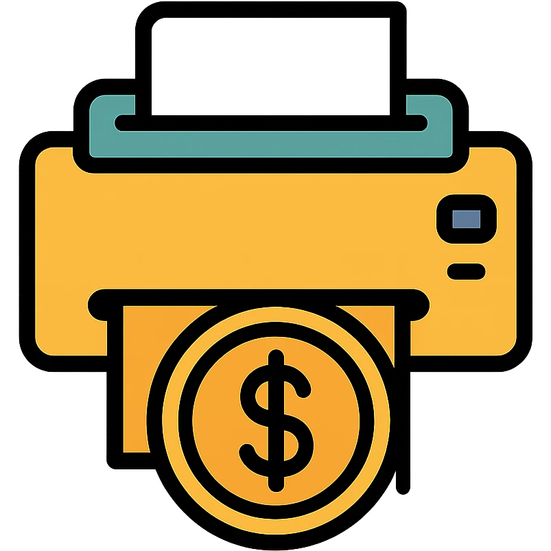 money printer designed as a gold coin with subtle dollar sign details, modern icon style emoji