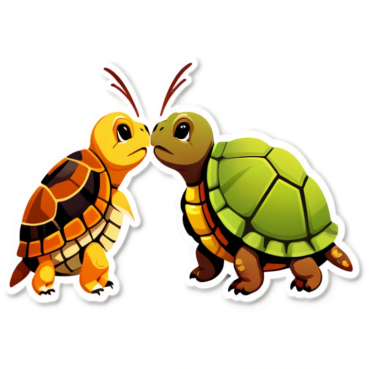 Turtle kissing moth emoji