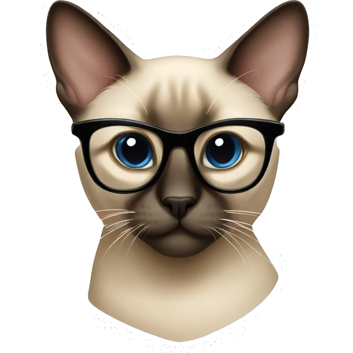 Siamese cat wearing glasses emoji