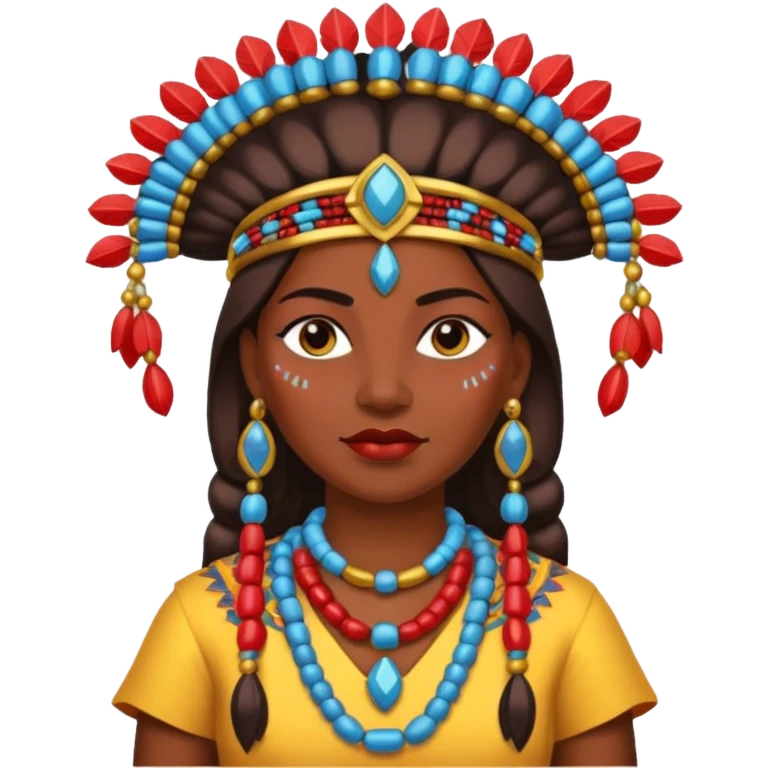 A strong female chief with decorated beads, confident posture, and protective aura.
 emoji