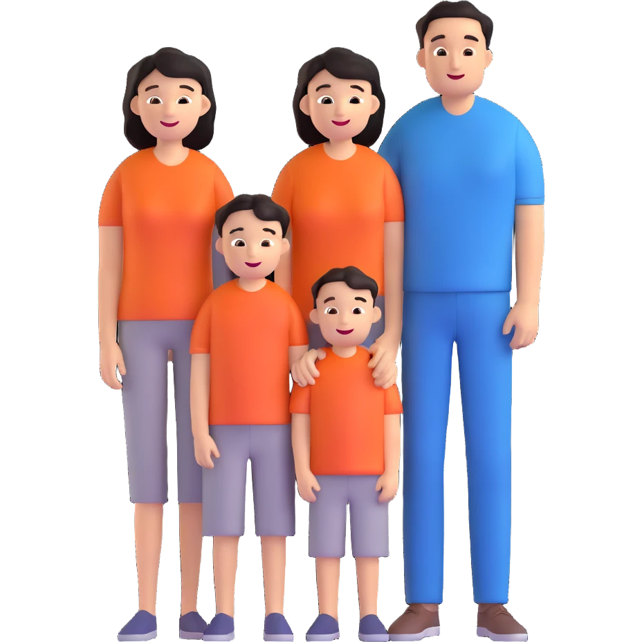 caucasian family with father mother and young son standing together happily emoji