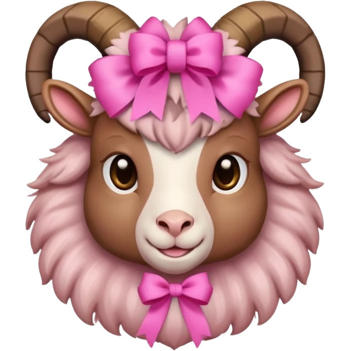 brown goat with pink ribbon pookie emoji