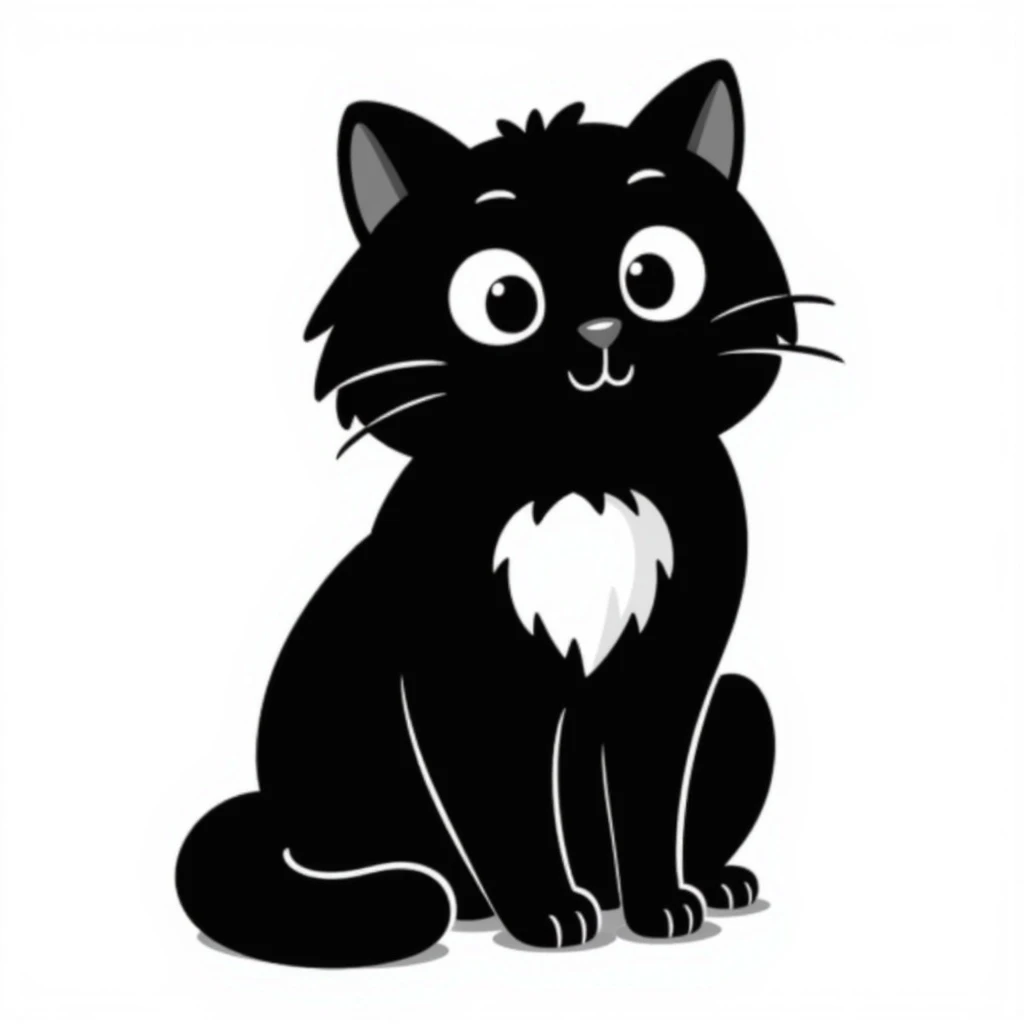 black Scottish fold cat with white spot on the chest emoji