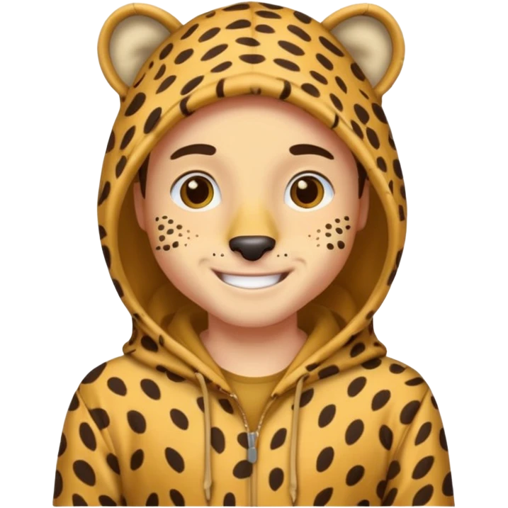 man fair in cheetah costume hoodie emoji