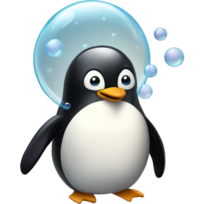 penguins with soap bubble emoji