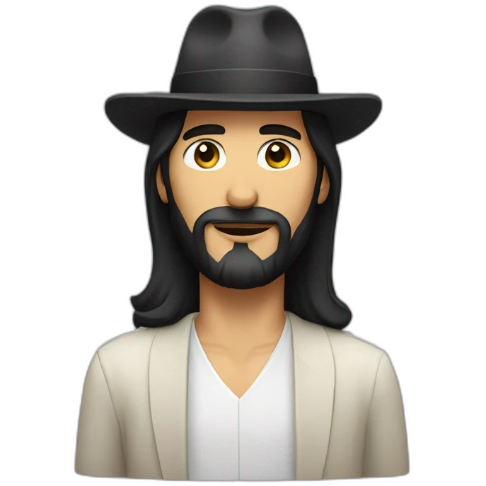 argentinian jesus with black hair and fedora emoji