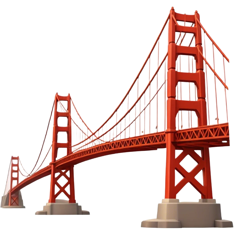 Cinematic Realistic Golden Gate Bridge Landmark Emoji, depicted with the iconic suspension bridge rendered with rich detail and vibrant, dynamic lighting. emoji
