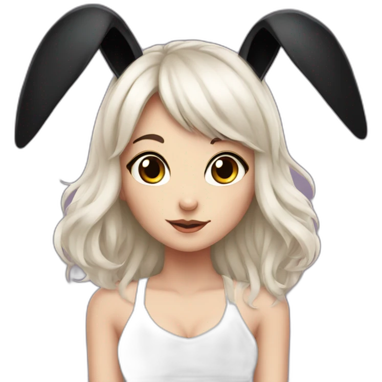 bunnygirl with long and fluffy black ears emoji