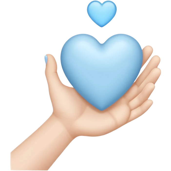 Pale blue heart in the hand emoji