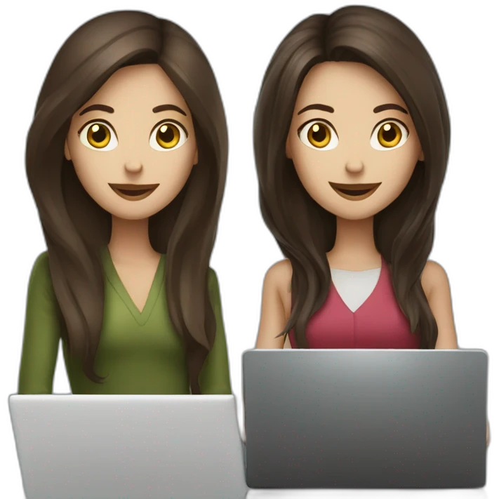 2 brunettes women with laptop emoji