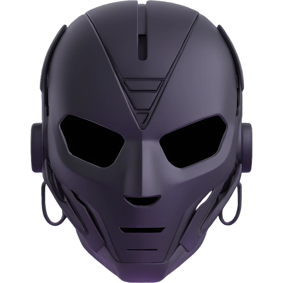 sleek black cybernetic AI mask emoji
