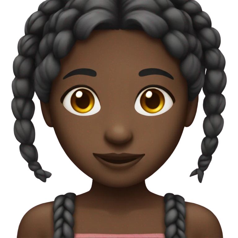 Dark skinned girl with braids and brown eyes emoji