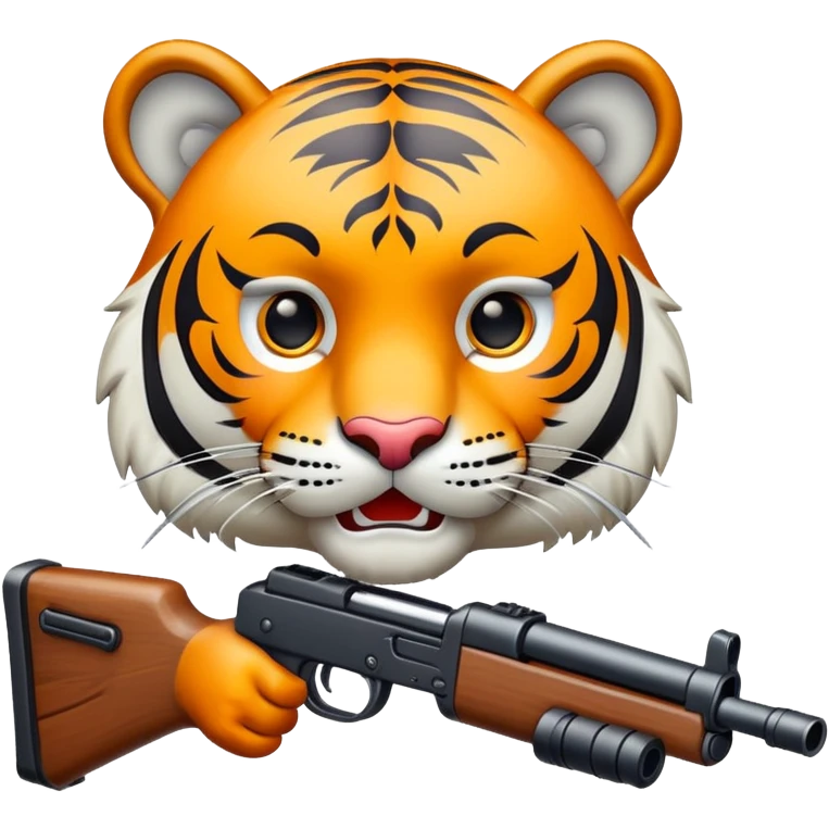 tiger face with toy rifle for action game Twitch emote emoji