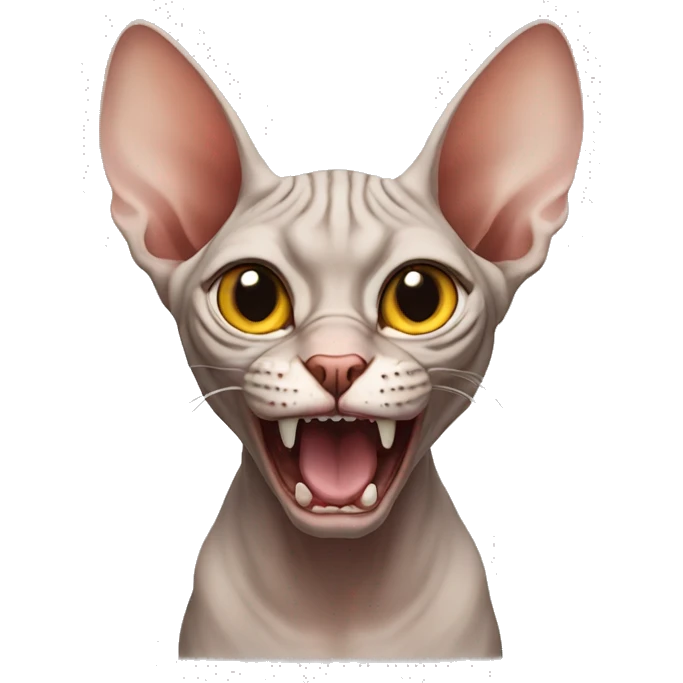 Mad angry sphynx cat roaring emoji