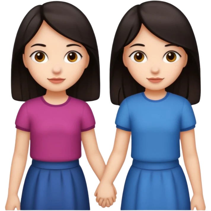 Two friends holding hands girls dark hair emoji