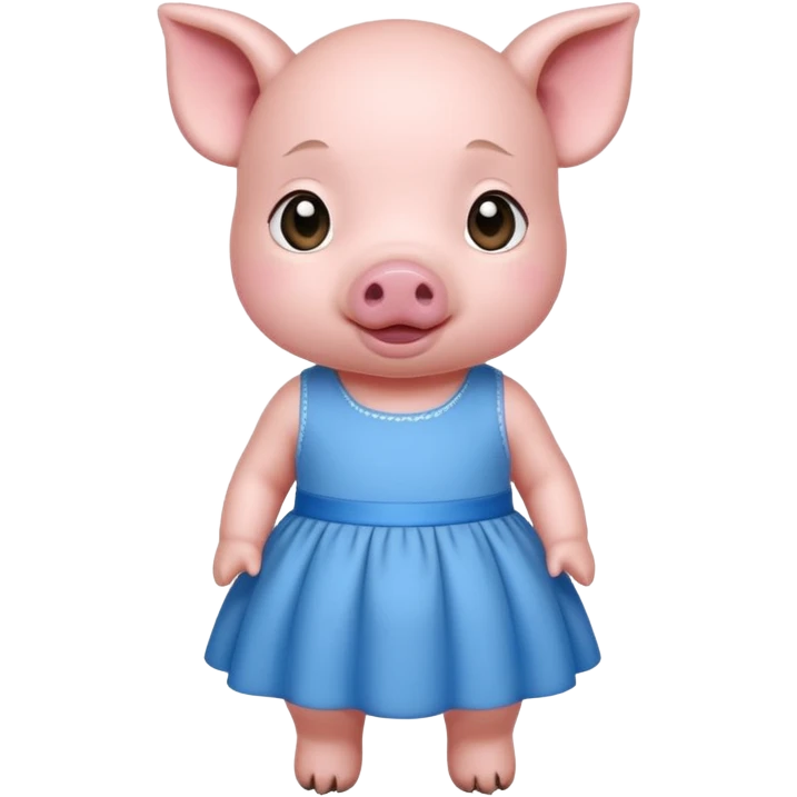 a baby pig wear blue dress emoji