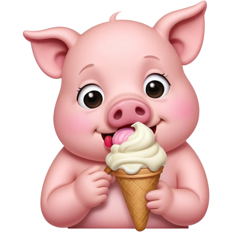 Pig eating ice cream while crying  emoji