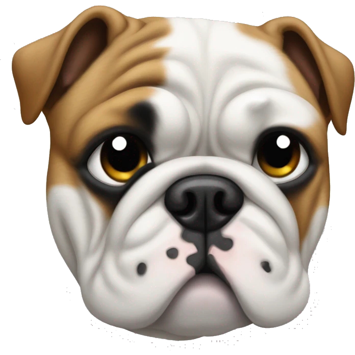 Bulldog white with black patch of fur on it’s eye emoji