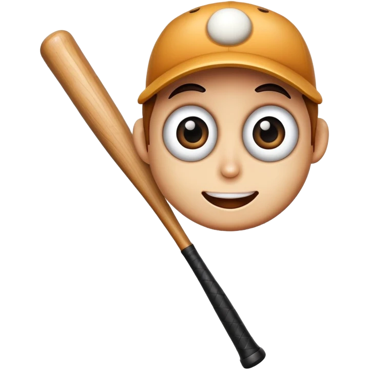 Baseball bat with big eyes and a happy expression emoji