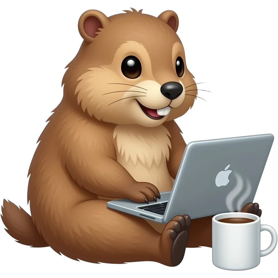 Marmotte qui travail sur ordi avec Cafe emoji