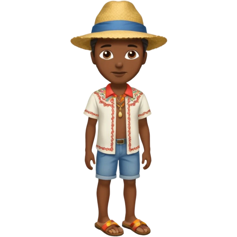 Gars Créole réunionnais ti jean chapeau paille tong au pieds  emoji