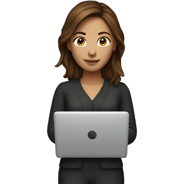 Woman with brown hair in laptop  emoji