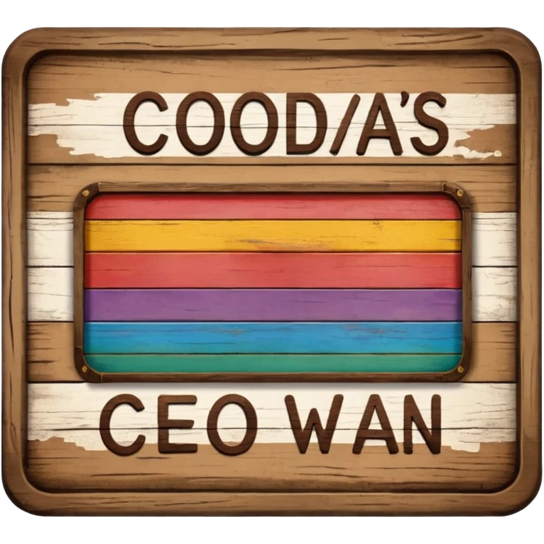 a wooden sign that says "Coda's Gay" emoji