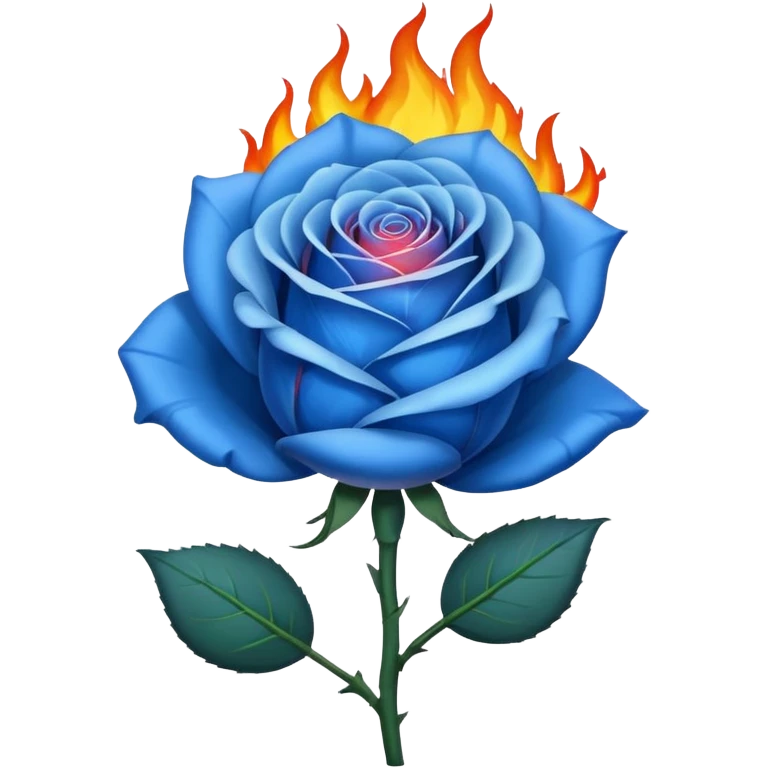 Blue rose in big flame emoji