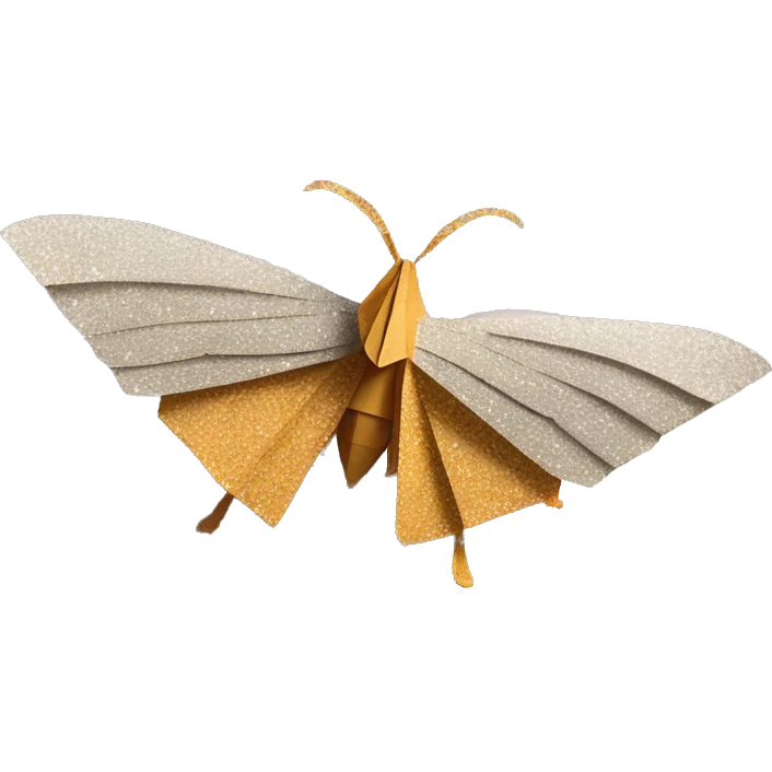 Moth made out of a book, book, newspaper, origami, surrounded by sparkling magic spells emoji