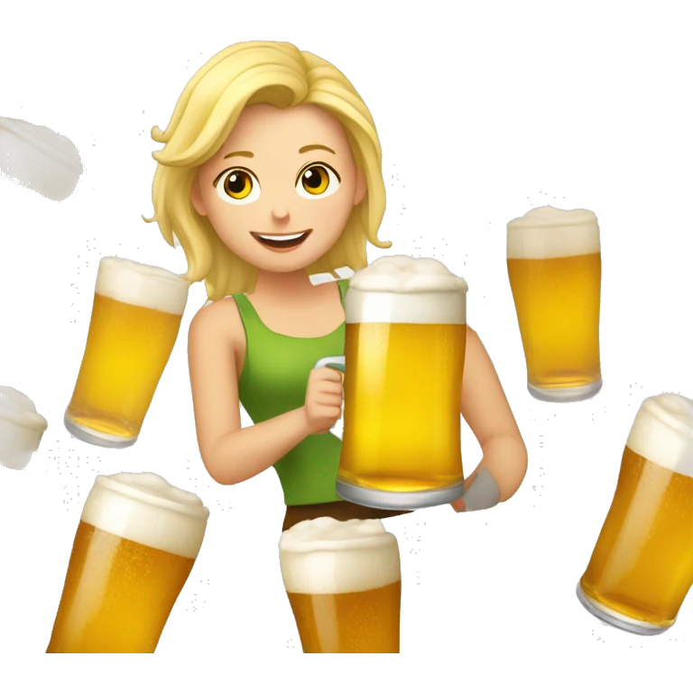 Une blonde qui boit une bière  emoji