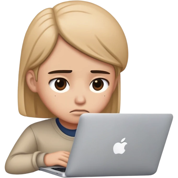 sad person working at a MacBook emoji