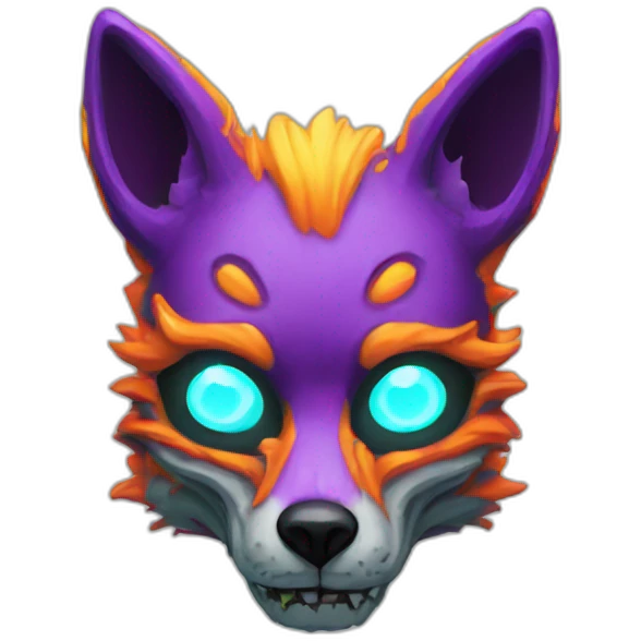 Neon Zombie skeleton fox emoji