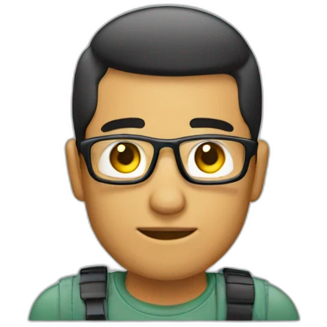 chico pelo liso con ordenador emoji