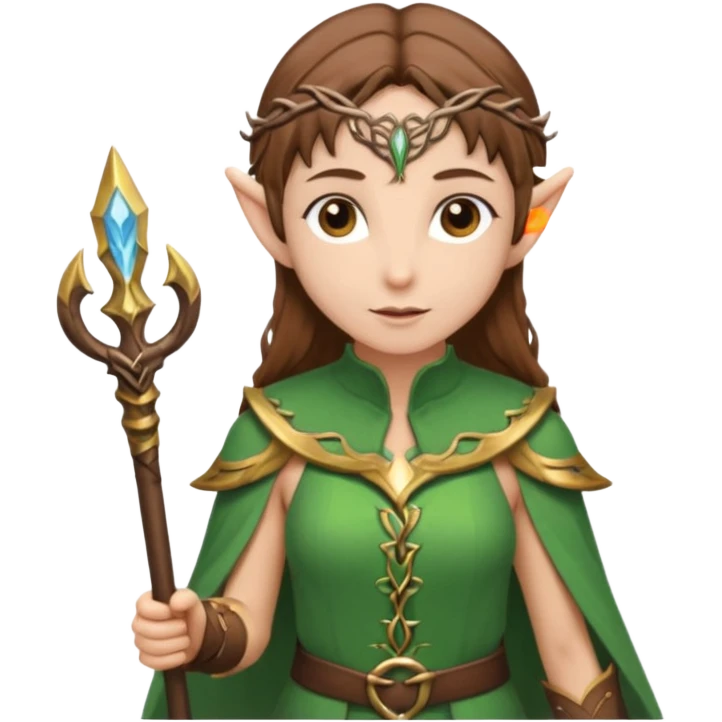 elf with staff brown hair, no hat emoji