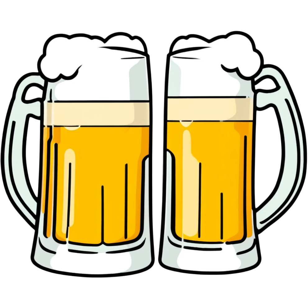 two beer mugs clinking together in a toast emoji